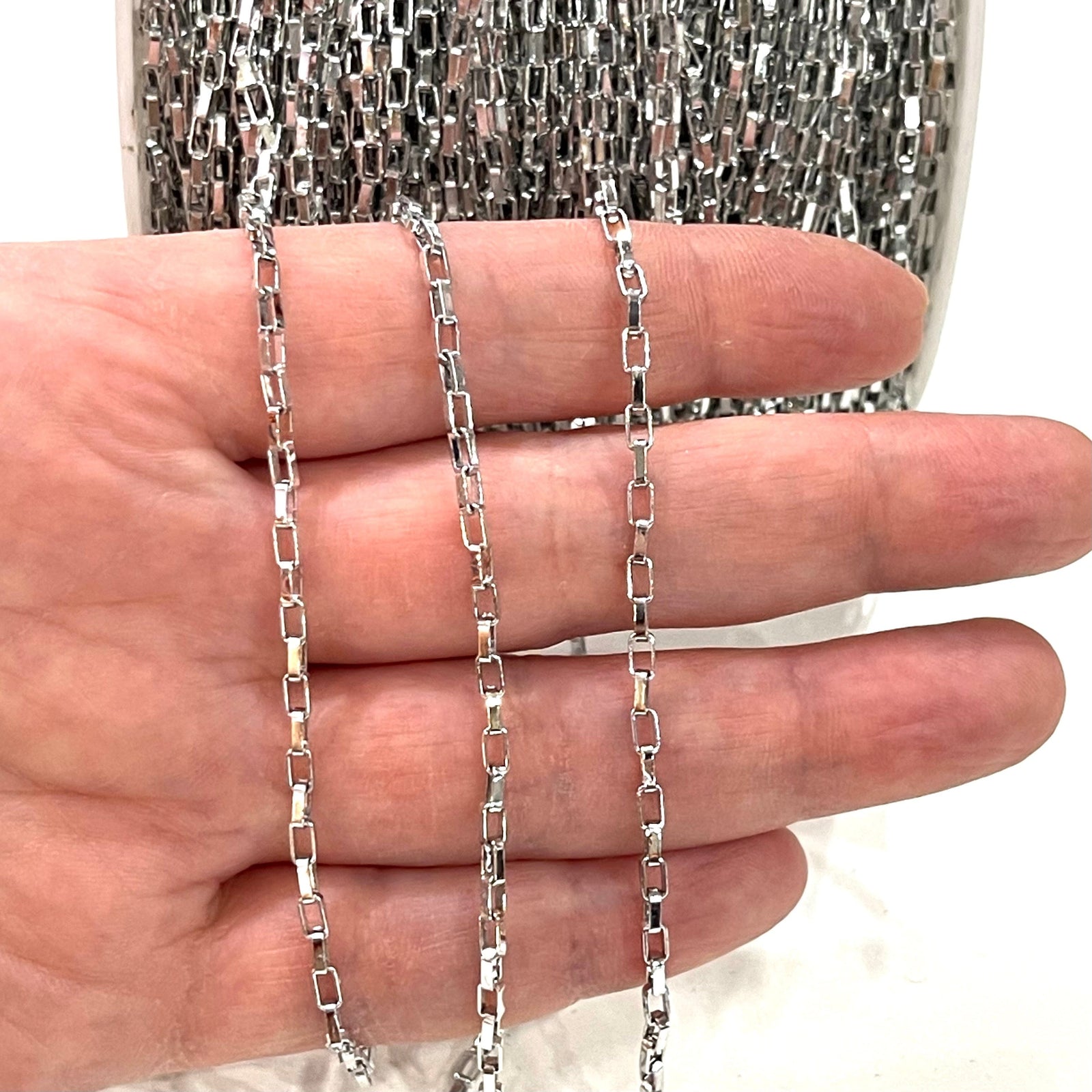 Rhodium Plated Chain 4x2mm Open Links
