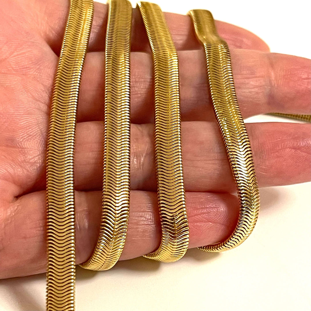 24Kt Gold Plated 6mm Snake Chain, Gold Snake Chain