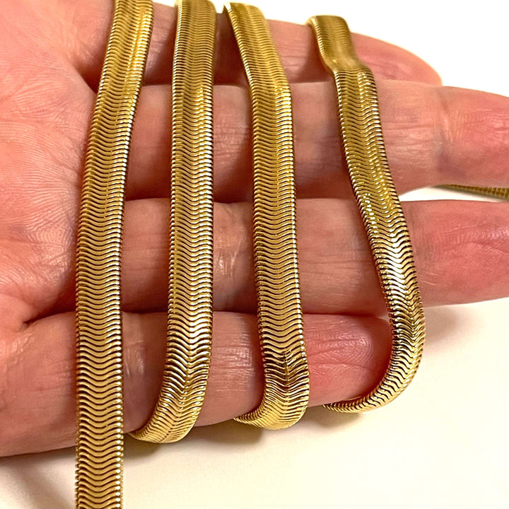 24Kt Gold Plated 6mm Snake Chain, Gold Snake Chain