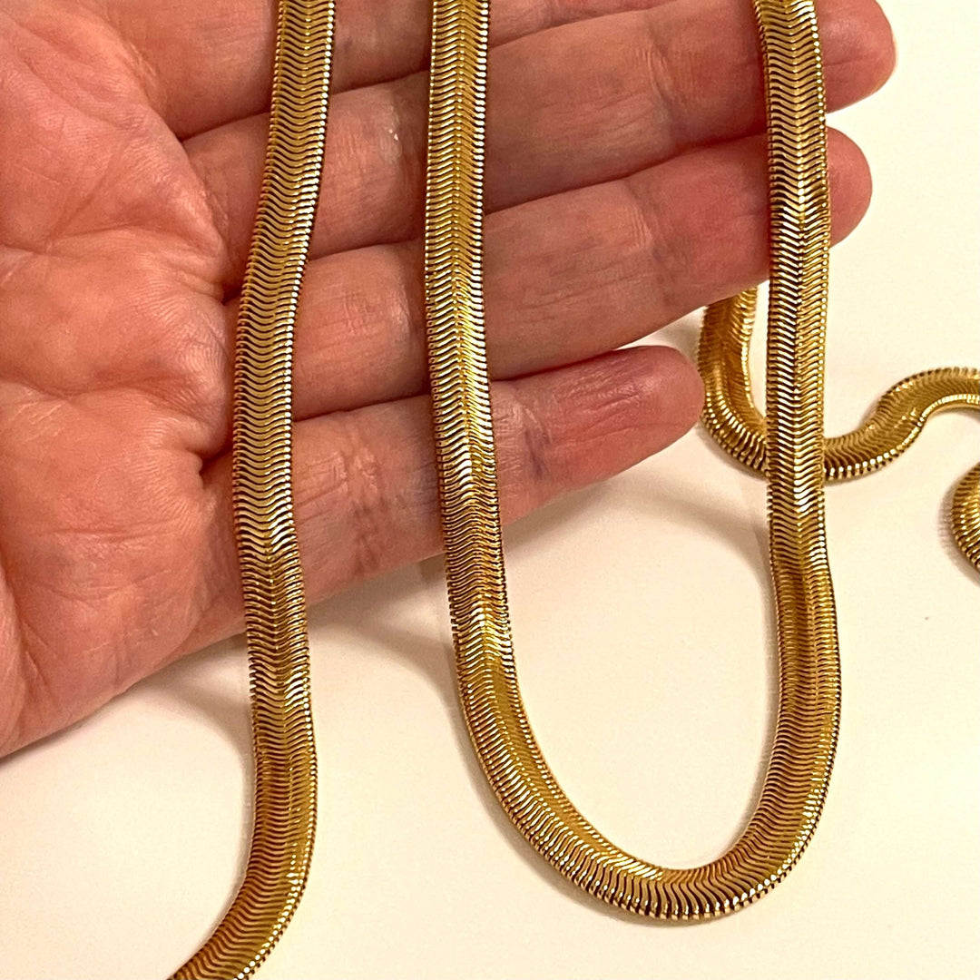 24Kt Gold Plated 6mm Snake Chain, Gold Snake Chain