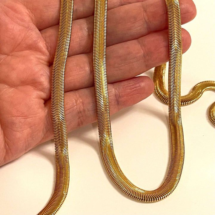 24Kt Gold Plated 6mm Snake Chain, Gold Snake Chain