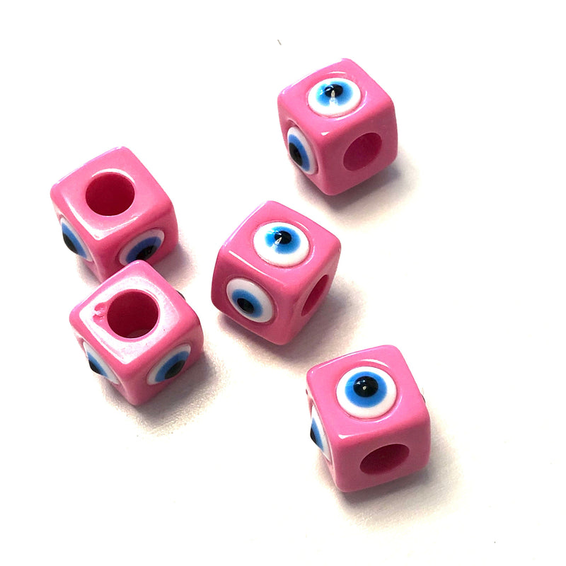 Large Hole Evil Eye Resin Beads, 15mm Beads, 7mm Hole, 5 Beads in a Pack