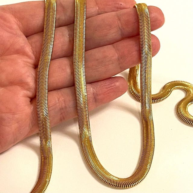 24Kt Gold Plated 6mm Snake Chain, Gold Snake Chain