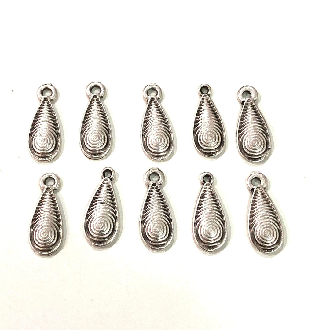 Antique Silver Plated 18mm Drop Charms, 10 pcs in a pack