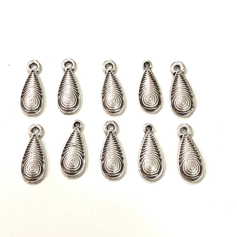 Antique Silver Plated 18mm Drop Charms,  10 pcs in a pack