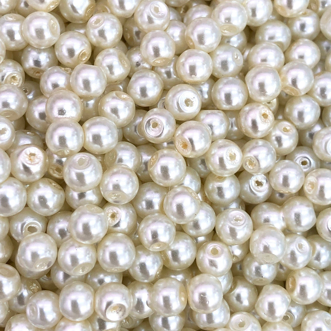 Glass Pearl Beads 3mm, 100 gr ,Approx 2.200 Beads,Ivory Color, Ivory Glass Pearl