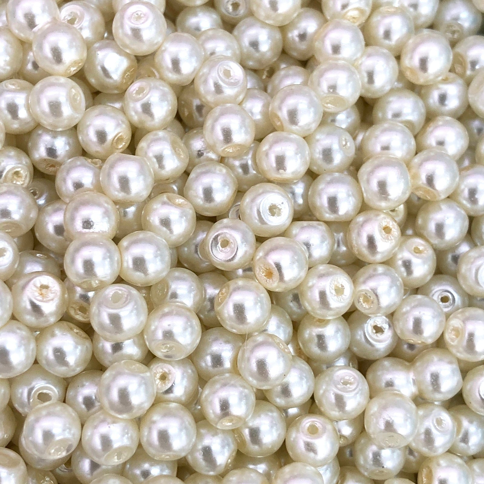 Glass Pearl Beads 4mm, 100 gr, Approx 920 Beads,Ivory Color, Ivory Glass Pearl