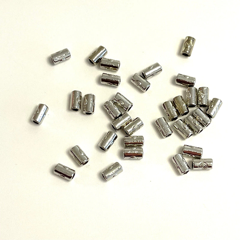 Rhodium Plated Spacer Tubes, Rhodium Tubes, 20 Pcs in a Pack
