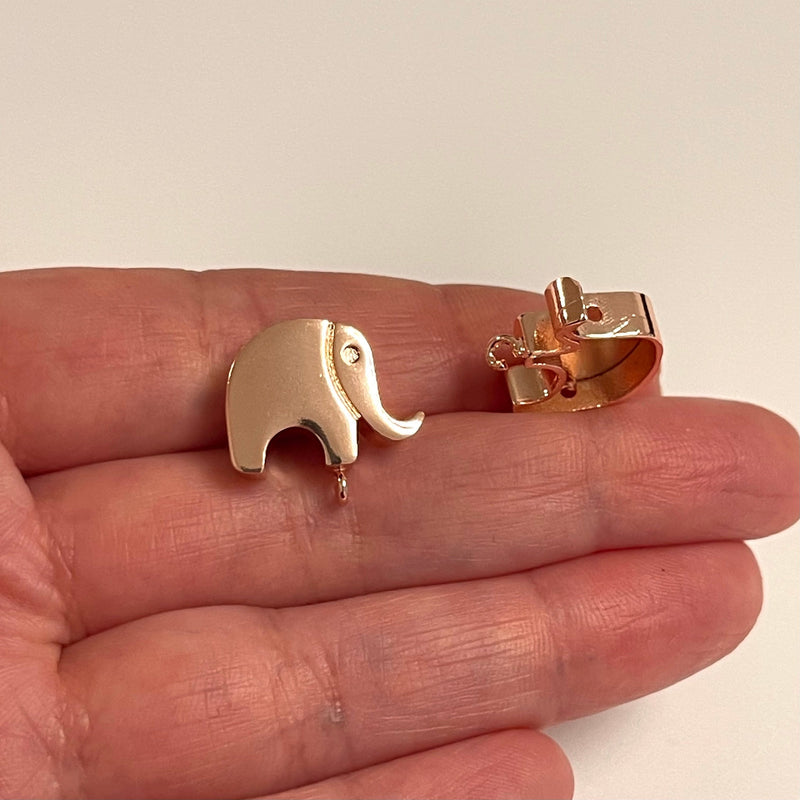 Rose Gold Plated Elephant Spacer Charms With Open Loop, 2 pcs in a pack