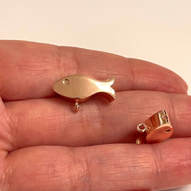 Rosévergoldete Fisch-Spacer-Charms mit offener Schlaufe, 2 Stück in einer Packung