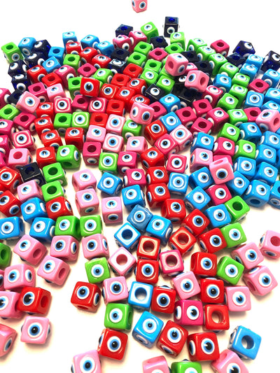 Large Hole Evil Eye Resin Beads, 15mm Beads, 7mm Hole, 5 Beads in a Pack