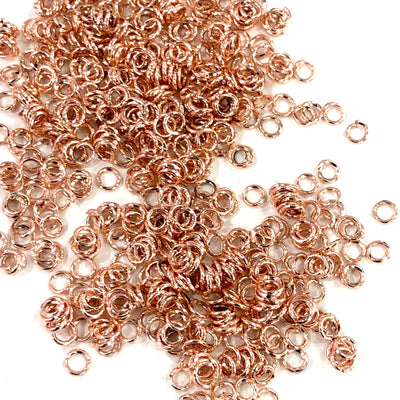 Rose Gold Plated Jump Rings, 3mm, Tarnish Resistant Rose Gold Plated Open Jump Rings