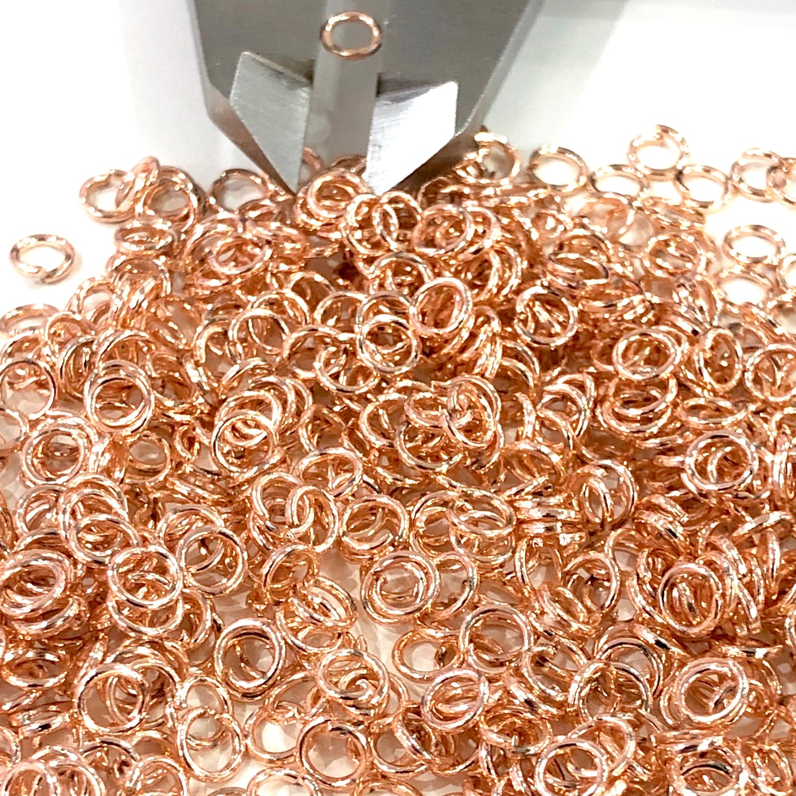Rose Gold Plated Jump Rings, 4mm, Tarnish Resistant Rose Gold Plated Open Jump Rings