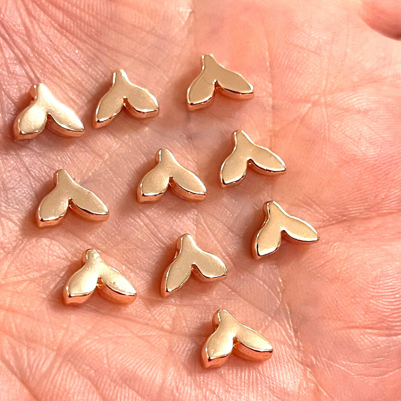 Rose Gold Plated Whale Tail Spacer Charms, 10 pcs in a pack