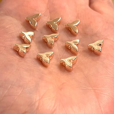 Rose Gold Plated Whale Tail Spacer Charms, 10 pcs in a pack