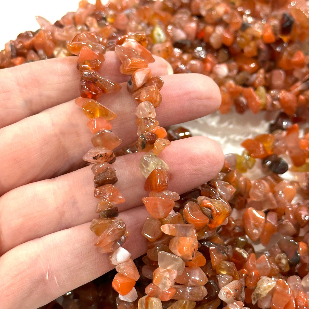 90 cm Strand Freeform Carnelian Agate Chips, Long strand 36&