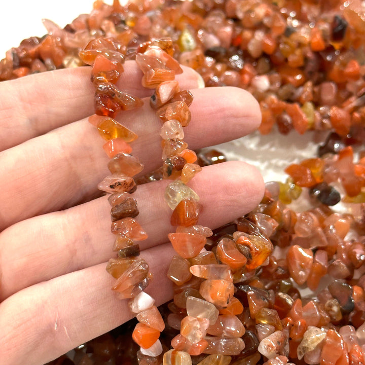 90 cm Strand Freeform Carnelian Agate Chips, Long strand 36&