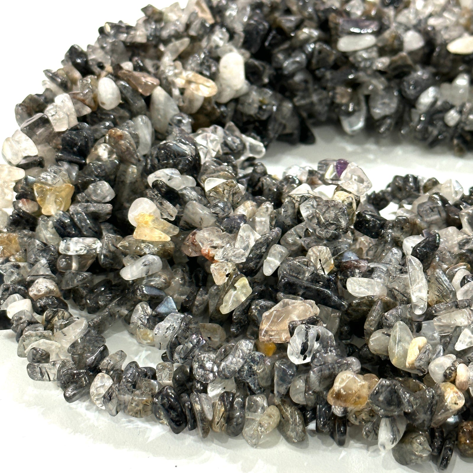 90 cm Strand Freeform Moss Agate Chips, Long strand 36''