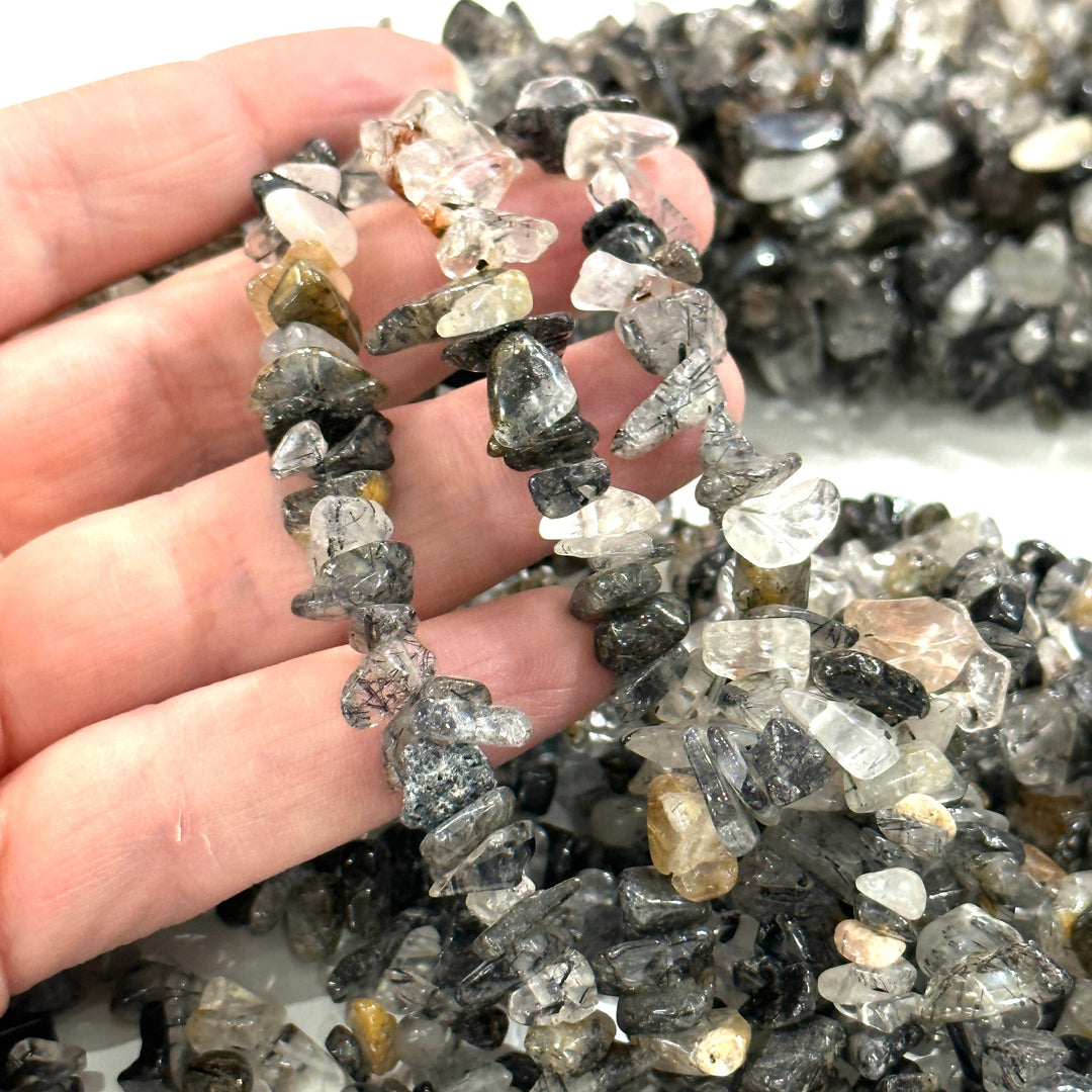 90 cm Strand Freeform Moss Agate Chips, Long strand 36&