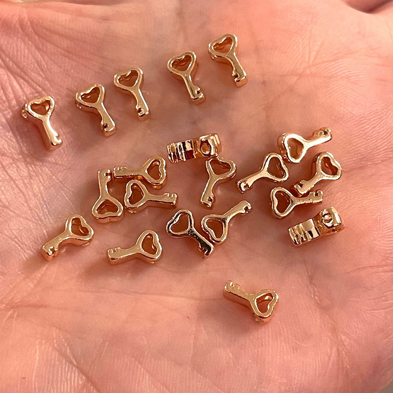 Rose Gold Plated Key Spacer Charms, 20 pcs in a pack