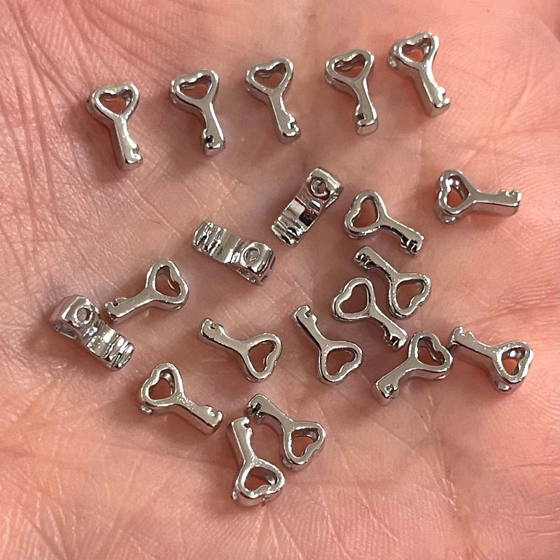 Silver Plated Key Spacer Charms, 20 pcs in a pack