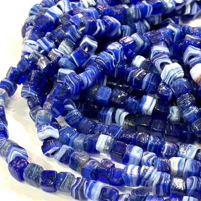 Traditionelle türkische handgefertigte Würfelglasperlen, Glasperlen mit großen Löchern, 25 Perlen in einer Packung