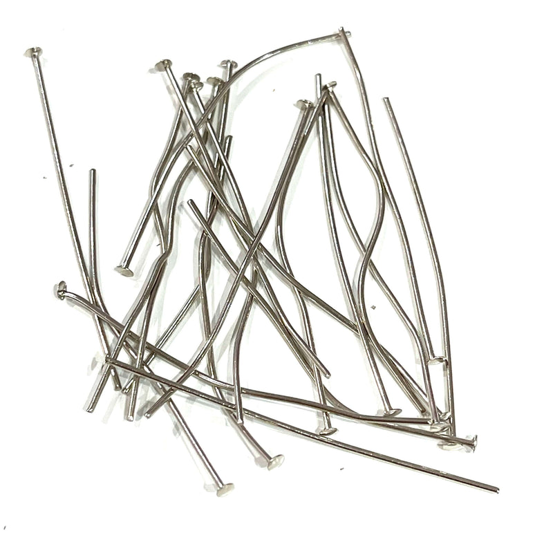 50mm Rhodium Plated Brass Head pins, 0.7mm by 50mm Rhodium Head Pins