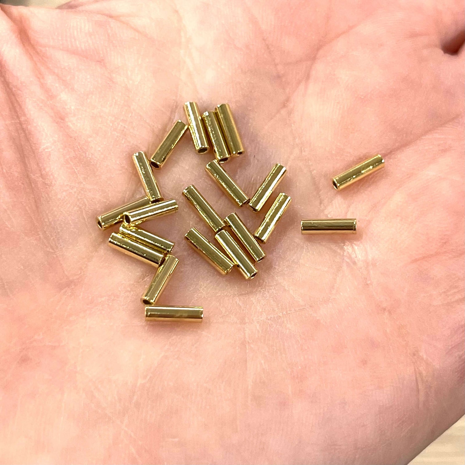 24Kt Gold Plated 7mm Spacer Tubes, Gold Spacer Tubes, 20 Pcs in a pack
