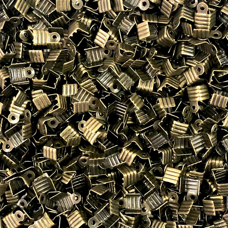 Antik Gold Fold Over Crimp, Leder-Endkappe, Leder-Endverschluss, Band-Crimp-Ende, Metallverbinder, 5 x 4,5 mm
