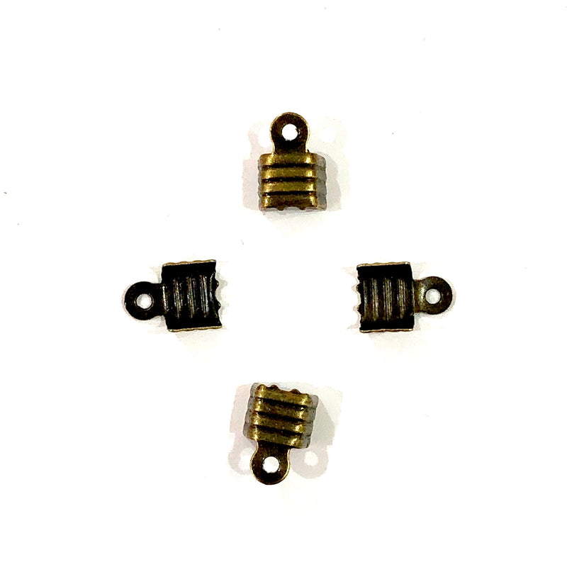 Antik Gold Fold Over Crimp, Leder-Endkappe, Leder-Endverschluss, Band-Crimp-Ende, Metallverbinder, 5 x 4,5 mm