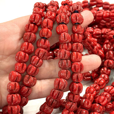 Traditional Turkish Artisan Handmade Pumpkin Glass Beads, Large Hole Glass Beads, 25 Beads in a pack