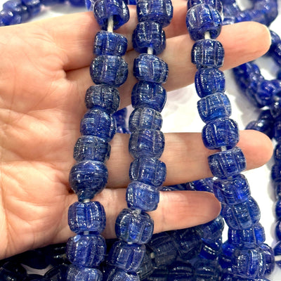 Traditional Turkish Artisan Handmade Pumpkin Glass Beads, Large Hole Glass Beads, 25 Beads in a pack