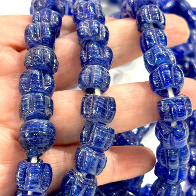 Traditional Turkish Artisan Handmade Pumpkin Glass Beads, Large Hole Glass Beads, 25 Beads in a pack