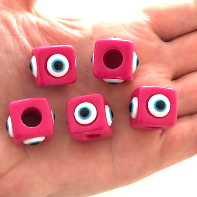 Large Hole Evil Eye Resin Beads, 15mm Beads, 7mm Hole, 5 Beads in a Pack