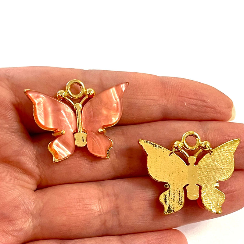 24Kt Gold Plated Brass Hand Made Resin Butterfly Charms, 29x23mm£2