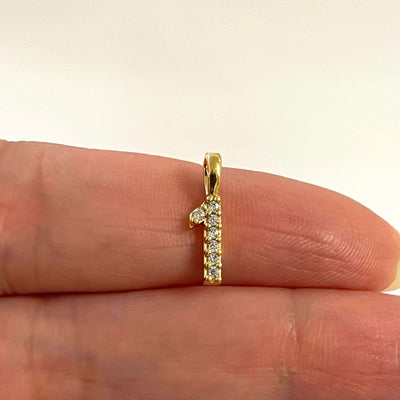 24Kt Gold Plated Brass Number Charms, Micro Pave Number Charms