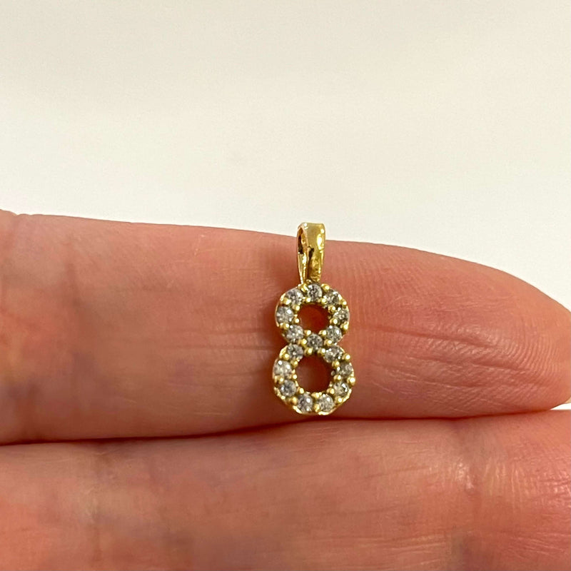24Kt Gold Plated Brass Number Charms, Micro Pave Number Charms
