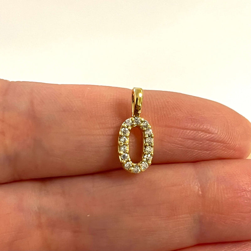 24Kt Gold Plated Brass Number Charms, Micro Pave Number Charms