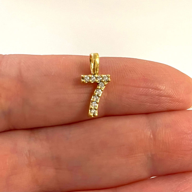 24Kt Gold Plated Brass Number Charms, Micro Pave Number Charms