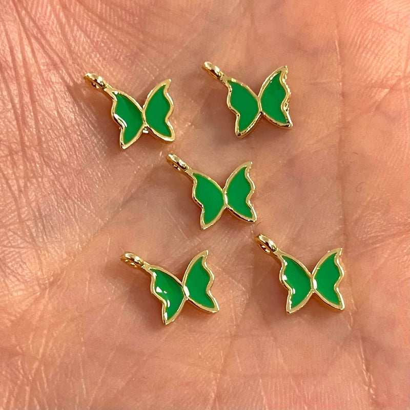 24Kt Gold Plated Tiny Butterfly Enamelled Charms, 5 pcs in a Pack