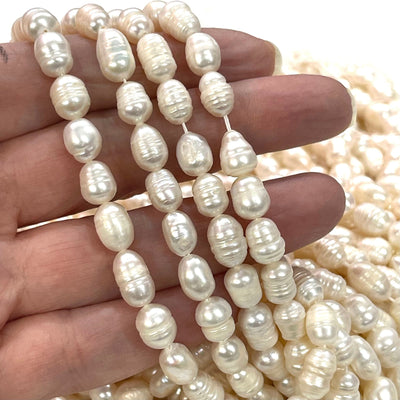 Ivory White Baroque Oval Loose Freshwater Pearls 7x8mm