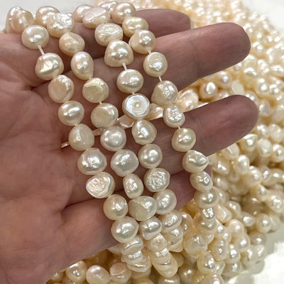 Ivory White Baroque Oval Loose Freshwater Pearls 8x9mm