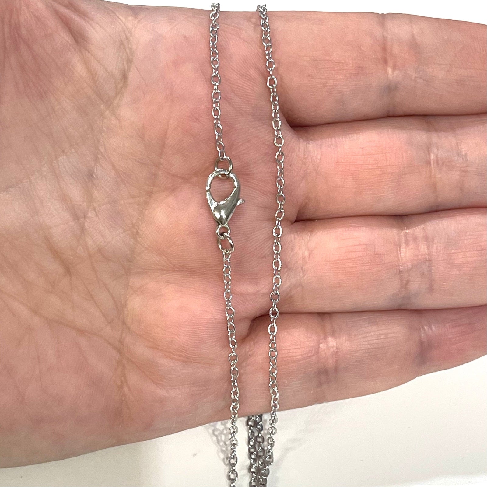 Rhodium Plated Necklace Chain, Rhodium Plated Ready Necklace, 15-16-17-18-19-20 Inches Ready Necklace