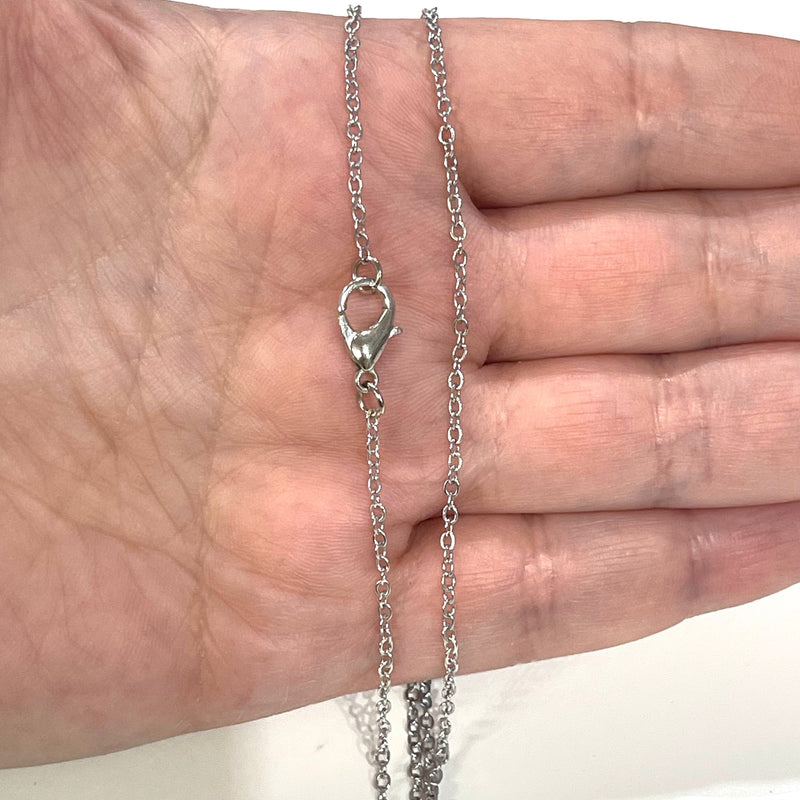 Rhodium Plated Necklace Chain, Rhodium Plated Ready Necklace, 15-16-17-18-19-20 Inches Ready Necklace