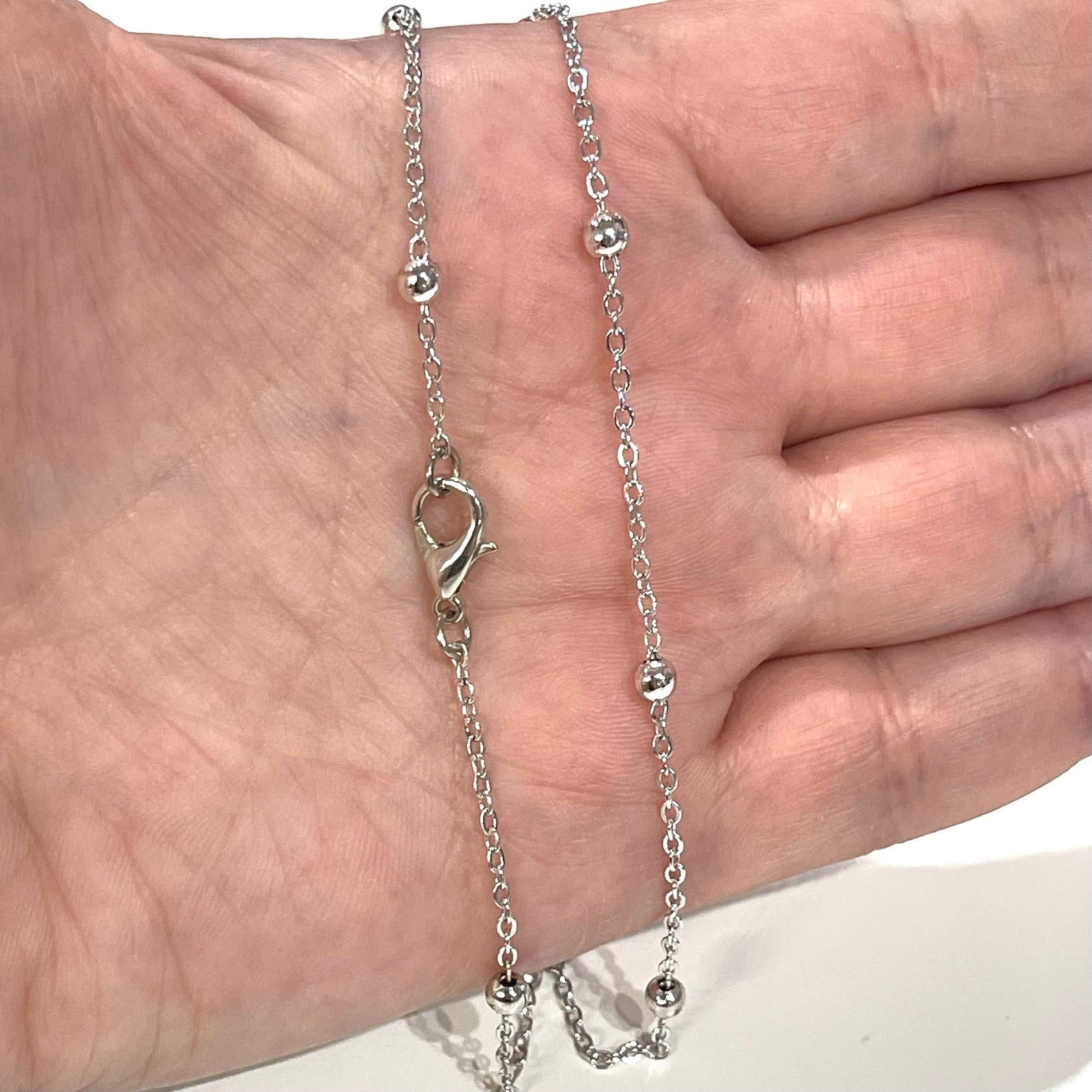 Rhodium Plated Necklace Chain, Rhodium Plated Ready Necklace, 15-16-17-18-19-20 Inches Ready Necklace