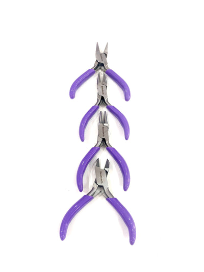 4 Piece Mini Plier Set With Purple Handles, Beadsmith Plier Set