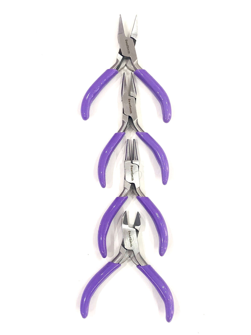 4 Piece Mini Plier Set With Purple Handles, Beadsmith Plier Set