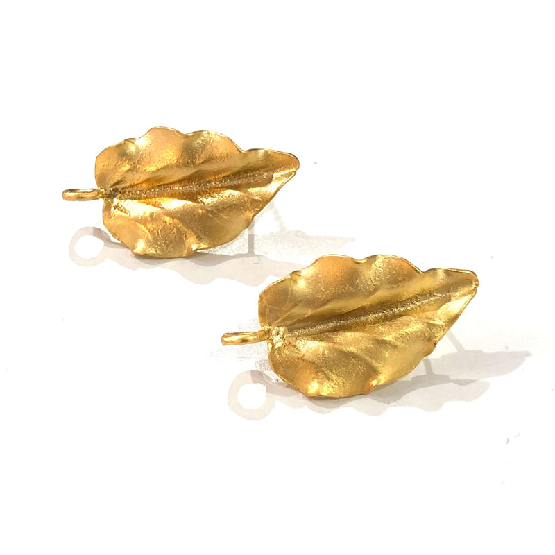 24Kt Matte Gold Plated Brass Leaf Stud Earrings, 2 pcs in a pack,