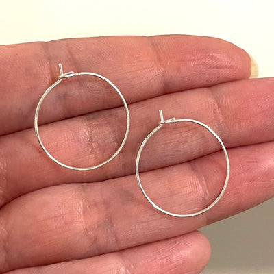 NEW! Silver Plated Earring Hoops,20mm, Silver Earring, Earring Blanks,Round Earring Hook, Thin Earring Hoop, 6 pcs in a pack