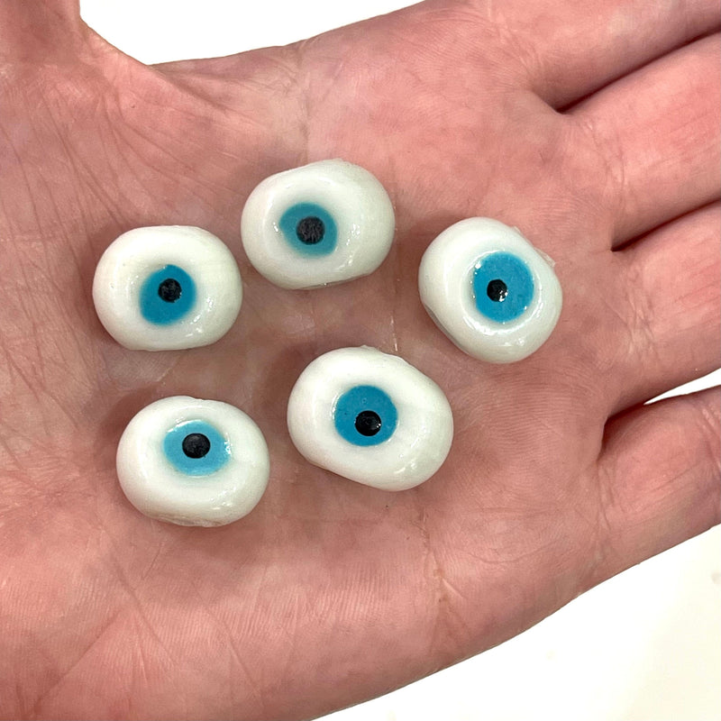 Perles de mauvais œil en verre faites à la main, perles de verre mauvais œil à grand trou, 5 perles dans un paquet